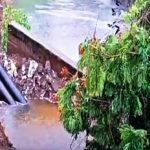 मुसळधार पावसामुळे बदलापुरात नाल्या जवळील संरक्षण भिंत कोसळली